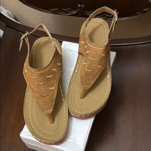 NEW Brown Slingback Sandals Size 39